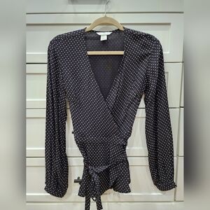 NEW H&M Balloon Sleeved Star Print Wrap Top